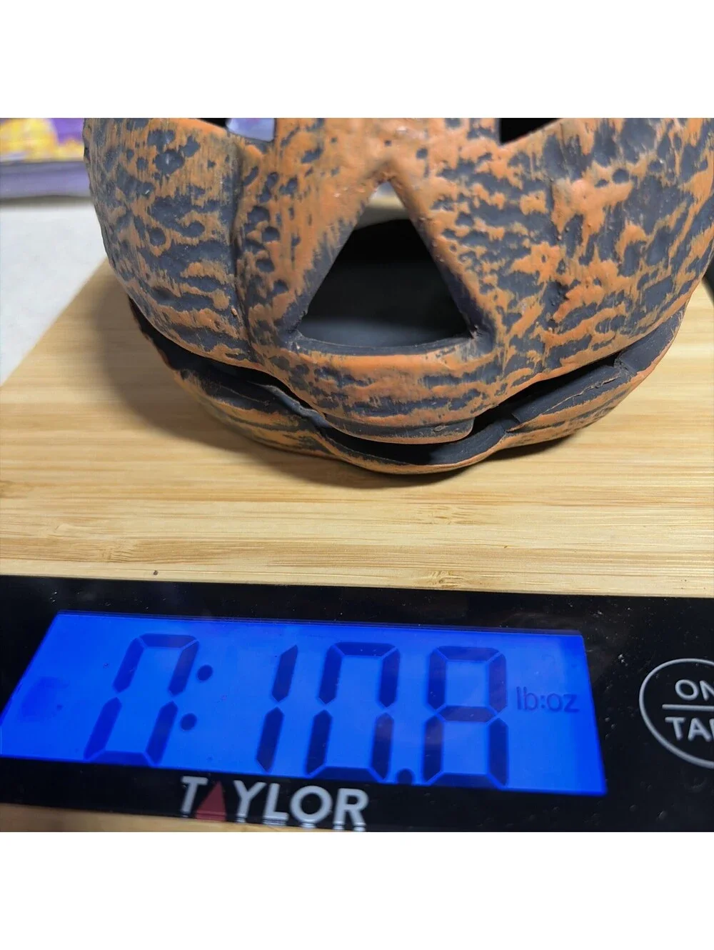 Halloween Pumpkin Primative Folk Art Candle Holder Tea Light Votive Ceramic